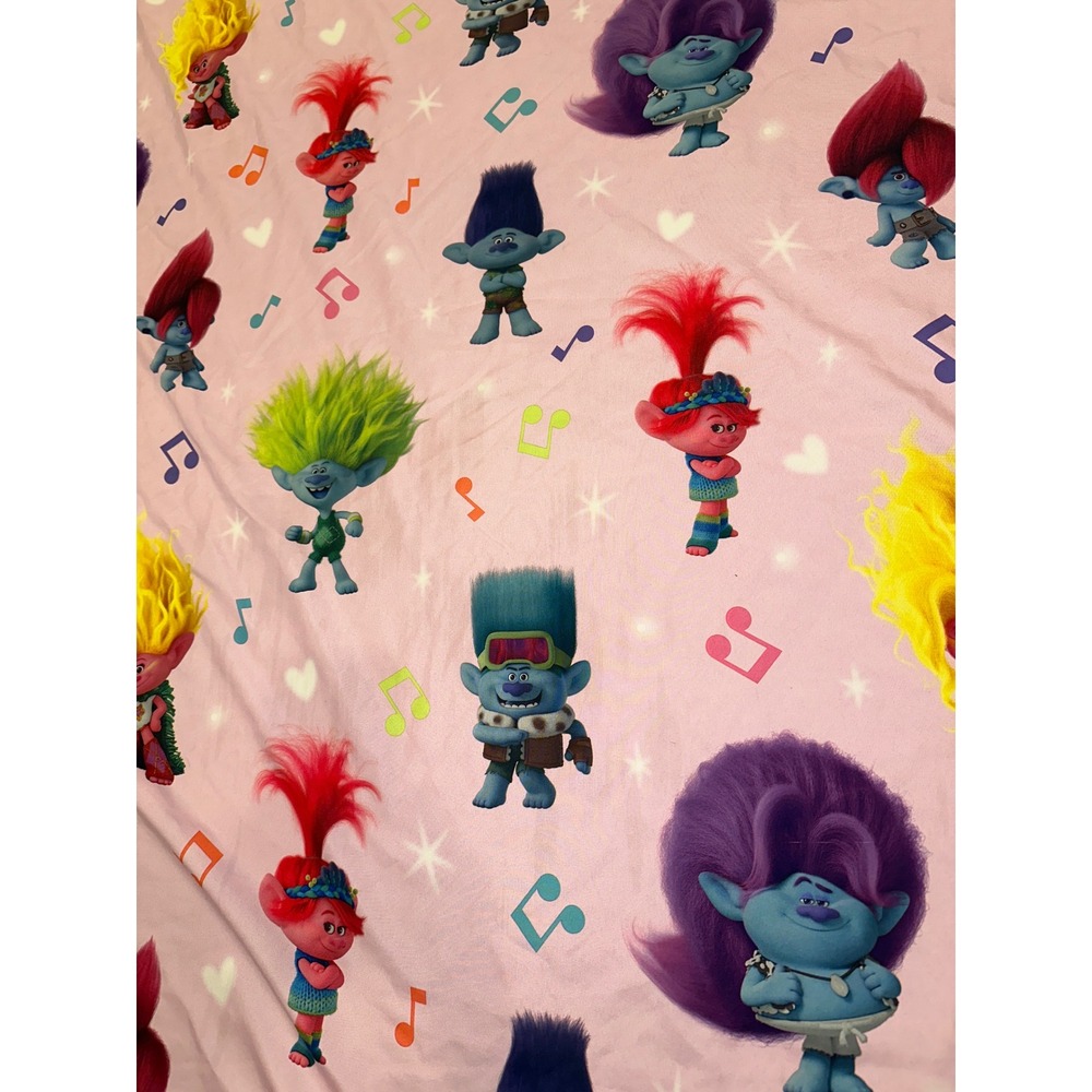 DreamWorks Trolls Band Together Full Flat Sheet Pink Poppy Branch 100% Polyester